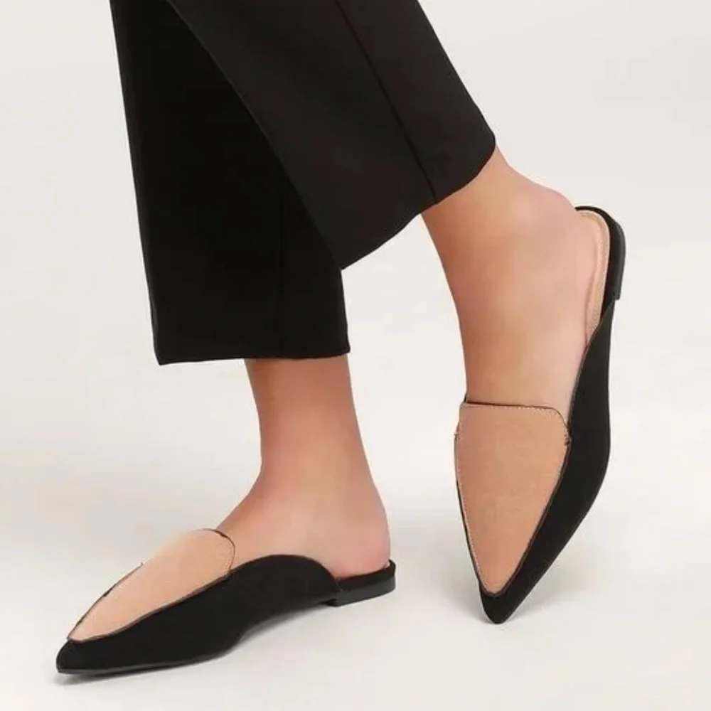 Lulu’s Joelle Color Block Suede Loafer Slides